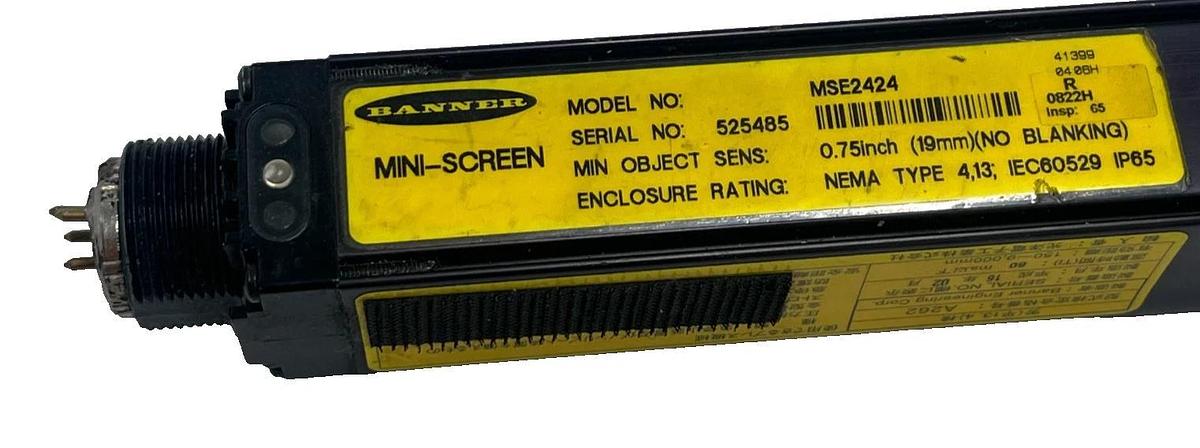 Used BANNER MSE2424 Light Curtain Safety System 24" Protection Height 0.1s Resp. Time