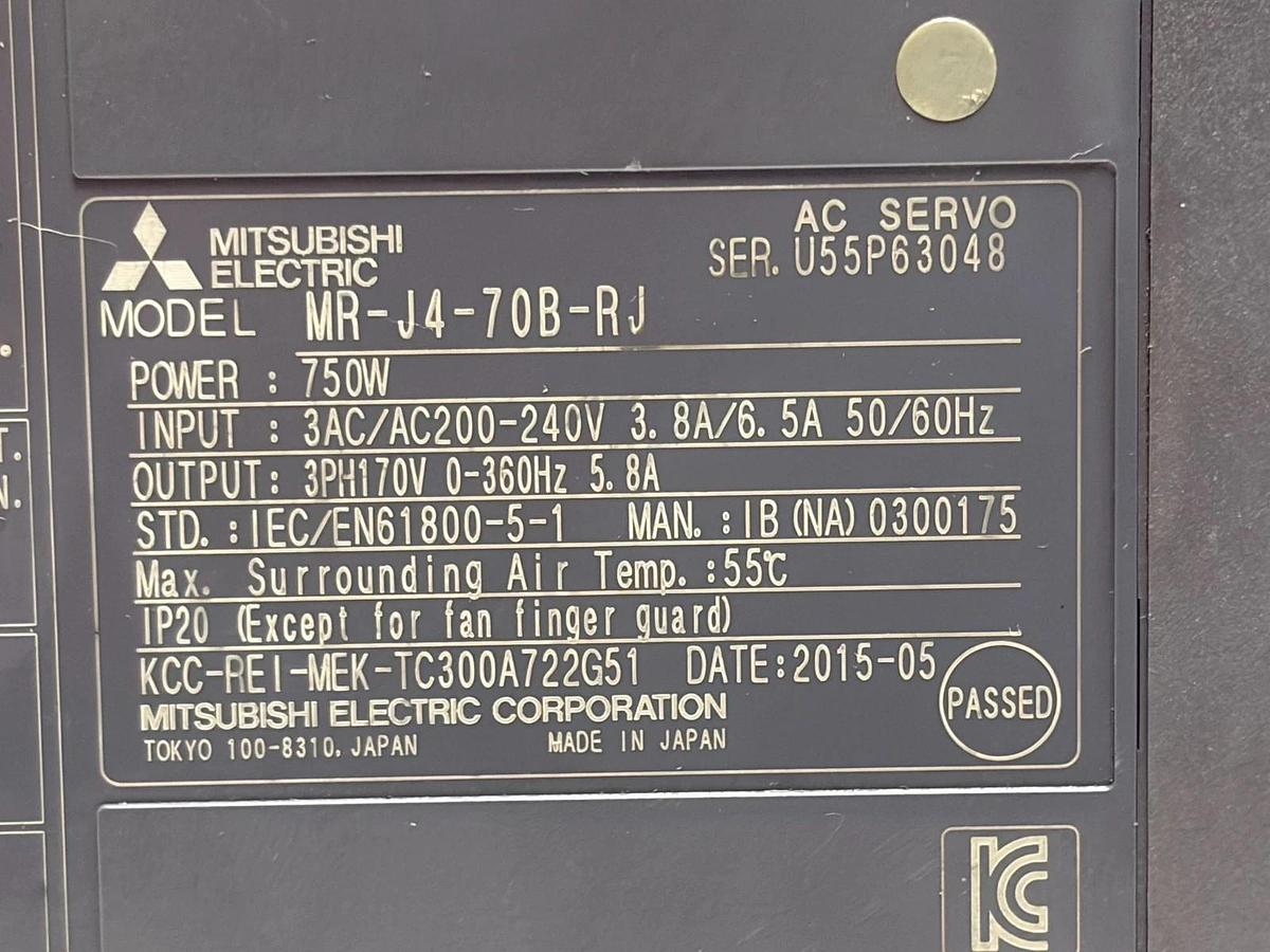 Used Mitsubishi MR-J4-70B-RJ AC Servo Drive 750W MELSERVO-J4