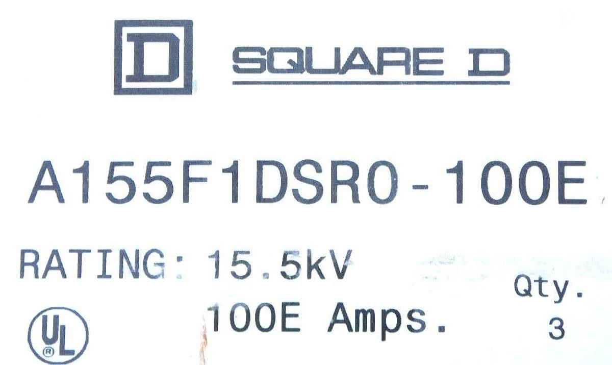 Used CASE OF 3 NEW SQUARE D A155F1DSRO-100E CURRENT LIMITING POWER FUSE 100E AMPS