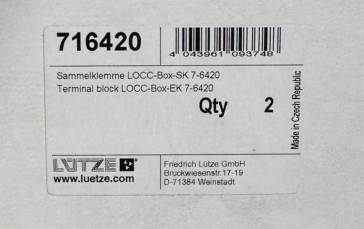 2 NEW LUETZE 716420 TERMINAL BLOCK LOCC-Box-EK 7-6420 / 76420 (BOX OF 2)