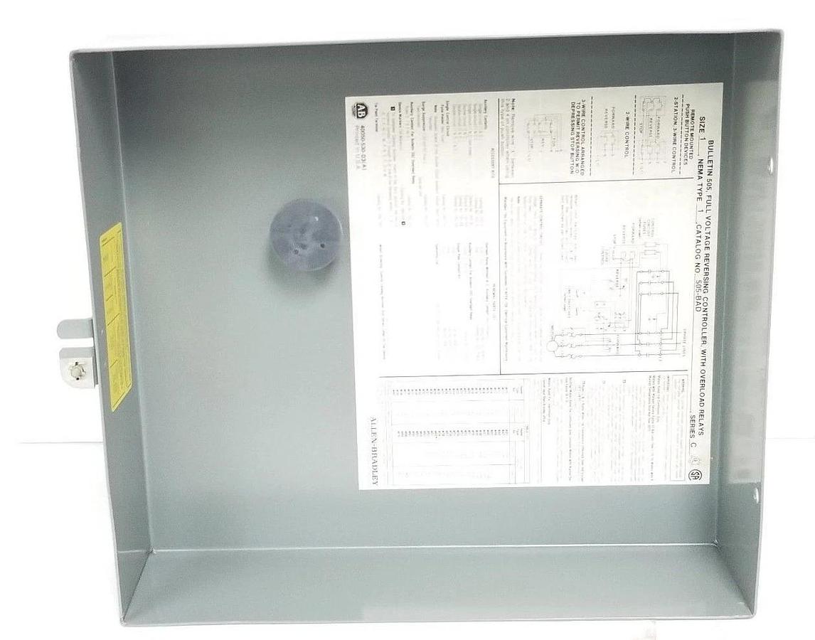 Used NIB ALLEN BRADLEY 505-BAD SER. C REVERSING STARTER SIZE 1, 505BAD, 120V