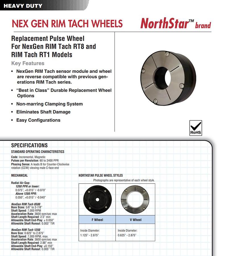 Used Dynapar NorthStar NSRT0480LF10WHL Pulse Wheel for RIM Tach RT8 & RT1 Encoders