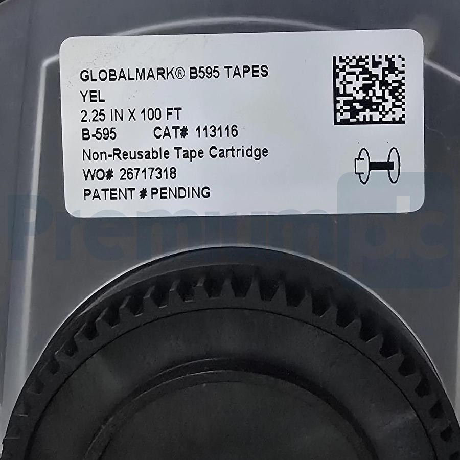 BRADY 113116 GlobalMark B-595 Yellow Vinyl Label Cartridge 2.25"x100' Y2272677