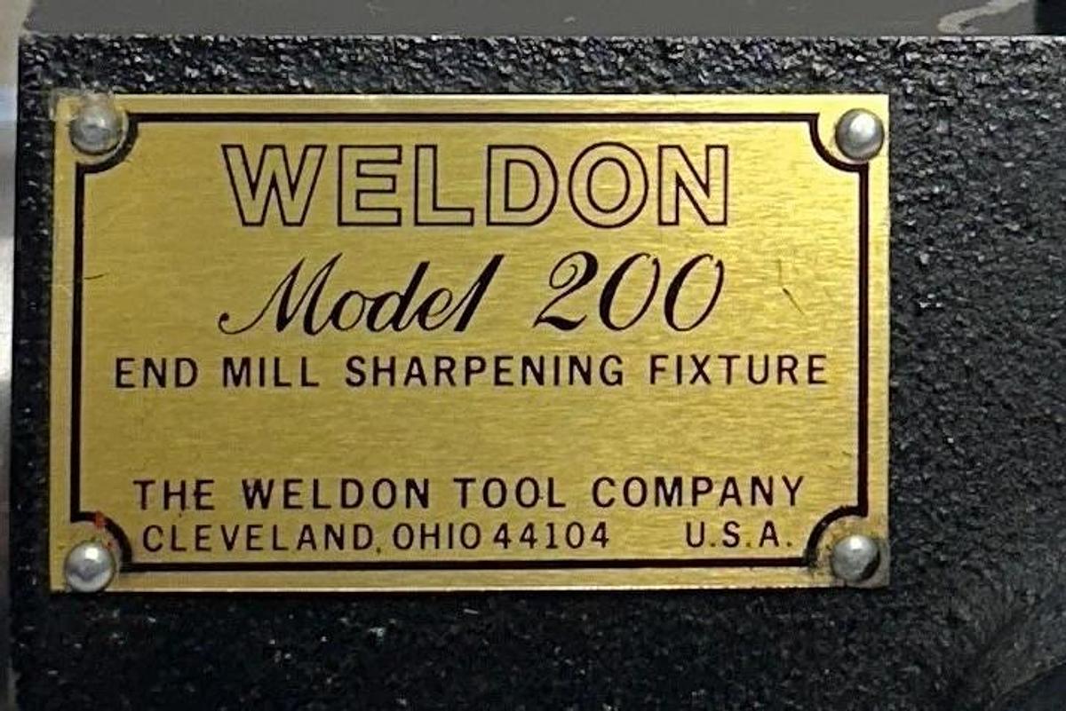 Used THE WELDON TOOL COMPANY MODEL 200 END MILL SHARPENING FIXTURE AIRFLOW USNP