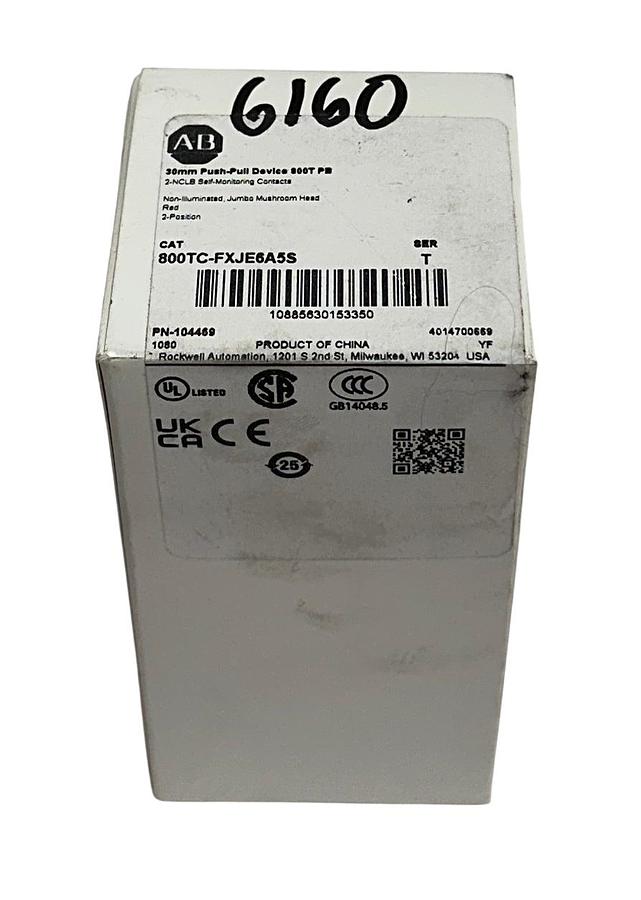 Used ALLEN BRADLEY 800TC-FXJE6A5S /T 30mm PUSH-PULL DEVICE 800T PUSH BUTTON RED NSMP