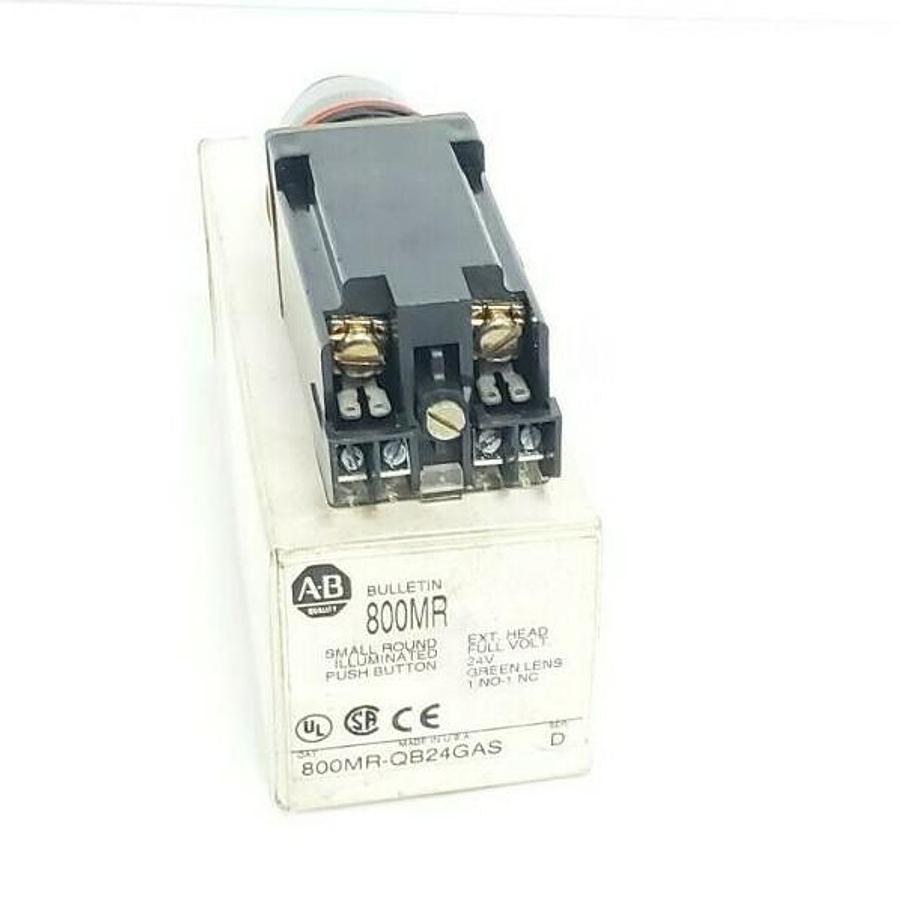 NIB ALLEN BRADLEY 800MR-QB24GAS PUSH BUTTON 24V GREEN LENS SER. D