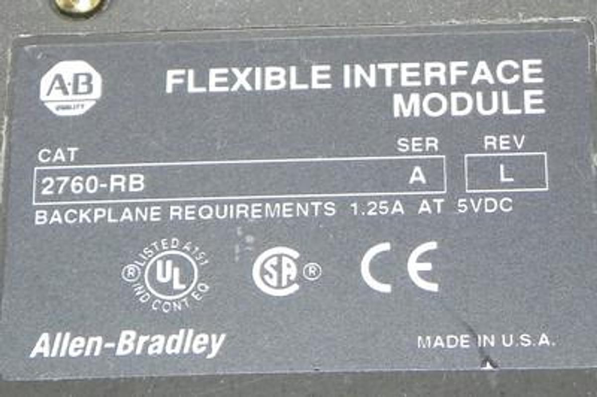 Used ALLEN BRADLEY 2760-RB FLEXIBLE INTERFACE MODULE SER. A W/ 2760-SFC1 MODULE