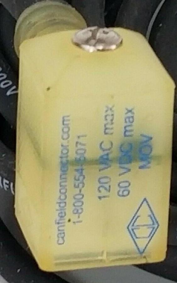 Used CANFIELD 120VAC 60VDC MOV SOLENOID CONNECTOR CABLE