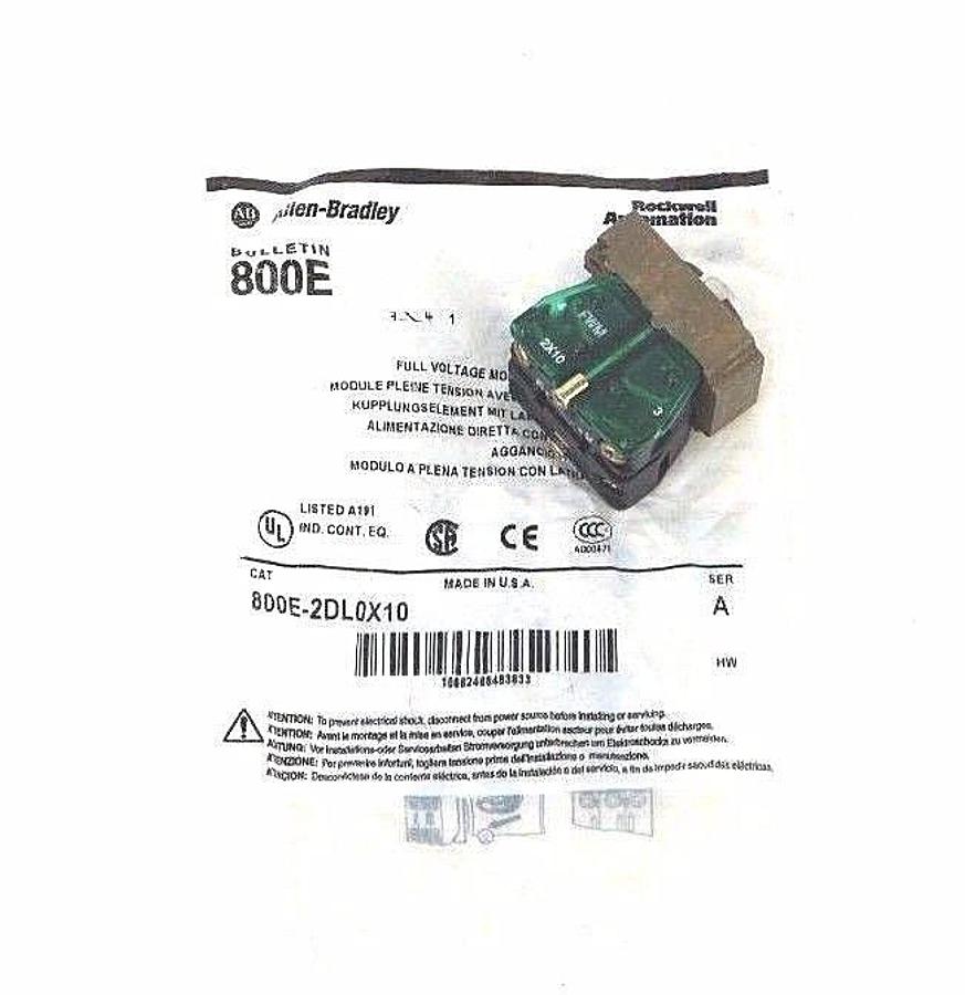 Used NIB ALLEN BRADLEY 800E-2DL0X10 FULL VOLTAGE MODULE WITH LATCH SER A 800E2DL0X10