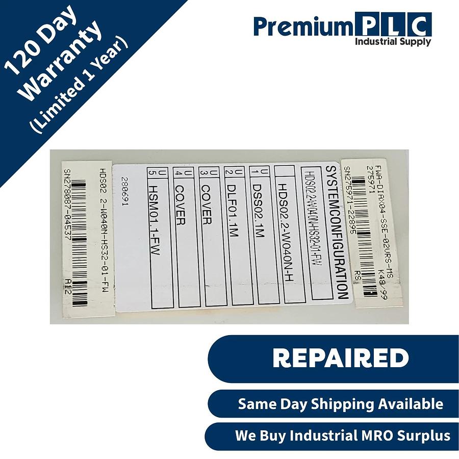 Refurbished Rexroth Indramat HDS02.2-W040N-HS32-01-FW DIAX04 Servo Drive 40A R987205895 Rep.