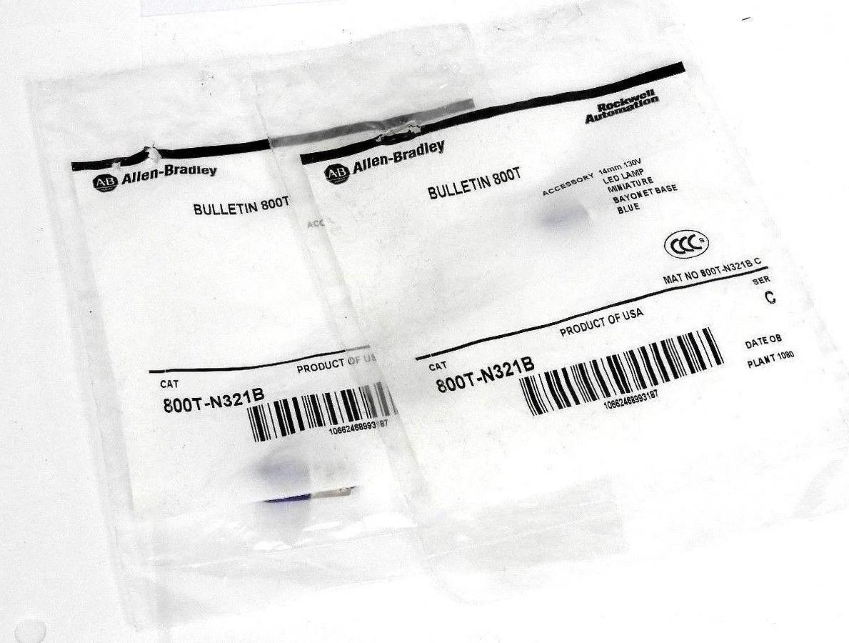 Used LOT OF 2 NEW ALLEN BRADLEY 800T-N321B SER. C BLUE LED LAMP 800TN321B