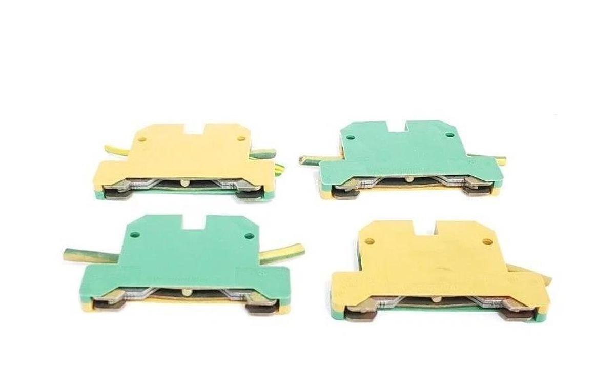 Used LOT OF 4 WEIDMULLER EK-2.5/35 TERMINAL BLOCKS 2.5 MM GREEN/YELLOW