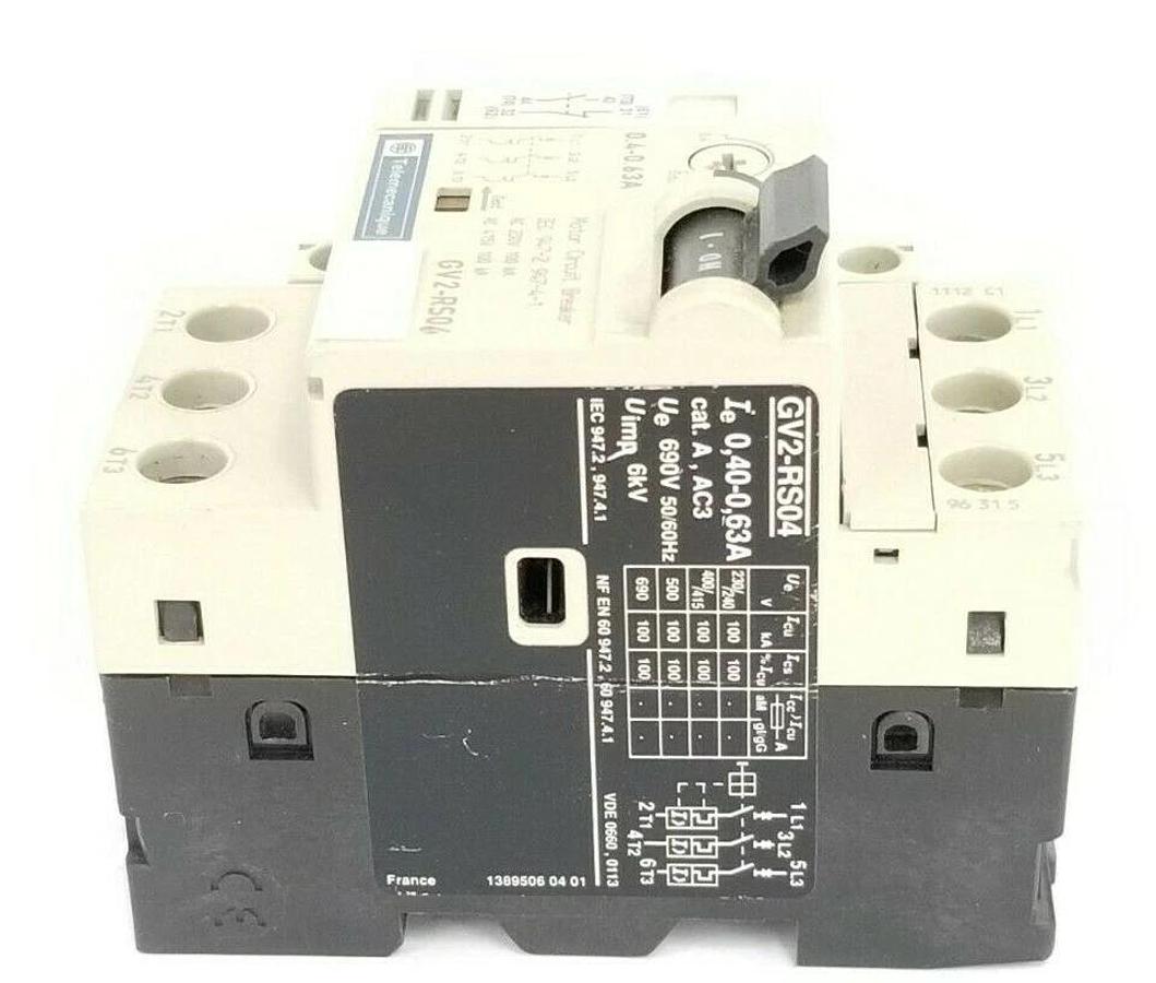 Used TELEMECANIQUE GV2-RS04 STARTER 0.4-0.63A W/ GV2-AN11 AUX. CONTACT