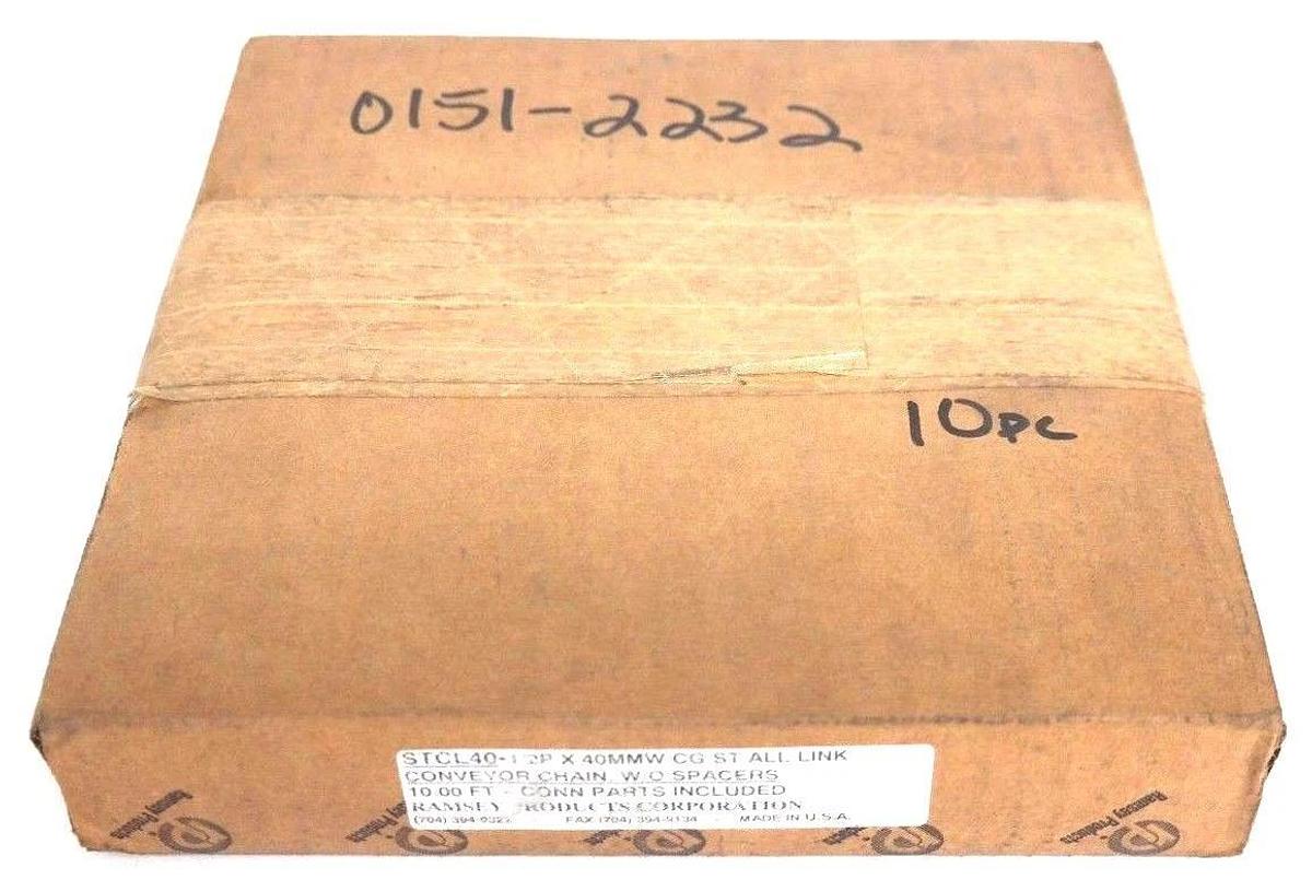 Used NIB RAMSEY STCL40 1/2P X 40MMW CG ST ALL LINK CONVEYER CHAIN 10FT