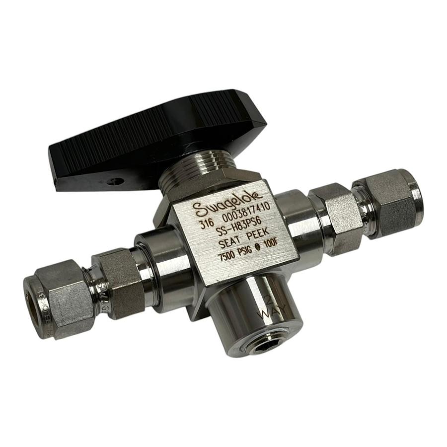 Used Swagelok SS-H83PS6 Stainless High Pressure 3-Piece Ball Valve 3/8 in Tube New