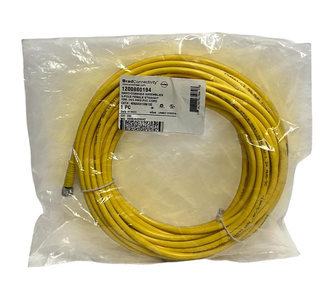 Used MOLEX WOODHEAD 1200860194 / 405000A10M100 NANO-CHANGE ASSEMBLY 5-POLE 10M NSFS