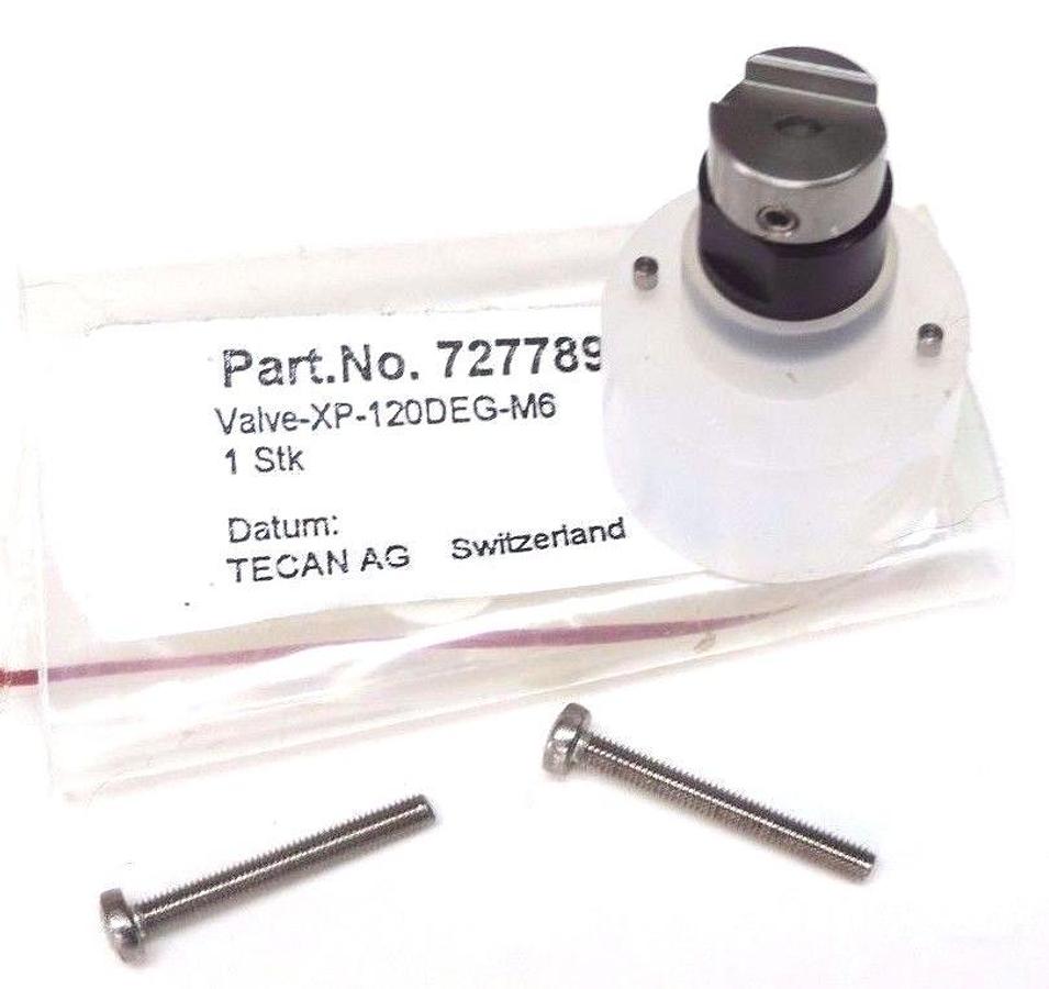 Used NEW TECAN AG 727789 VALVE-XP-120DEG-M6 VALVE 3-WAY DILUTER XP3000 120 DEG.
