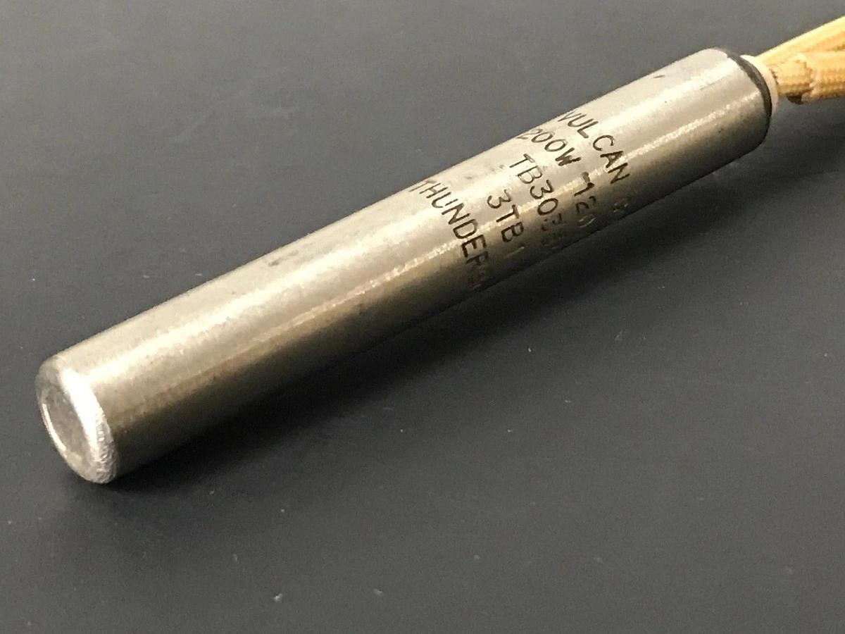 Used 2-1/2" VULCAN G02 SWAGED TB3035A CARTRIDGE HEATER 3TB1, 200W 120V, THUNDERBOLT