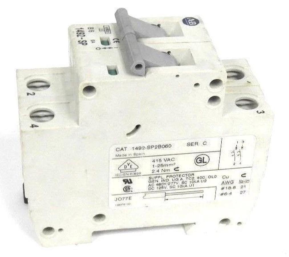 Used ALLEN BRADLEY 1492-SP2B060 MINIATURE CIRCUIT BREAKER SER. C