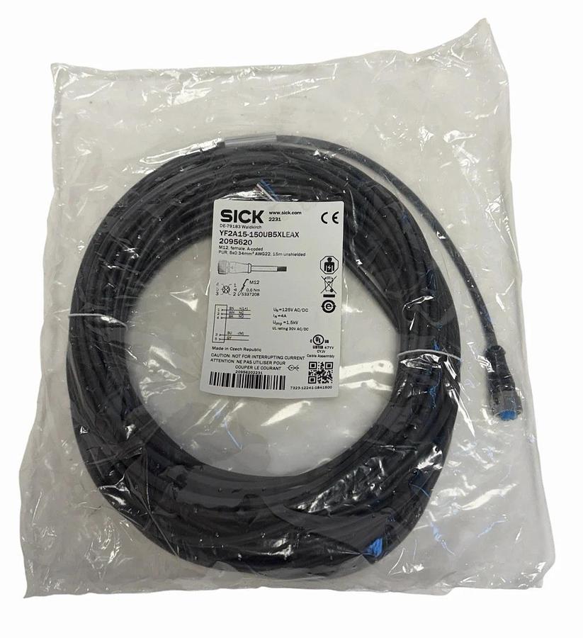 Used NEW SICK YF2A15-150UB5XLEAX CONNECTING CABLE M12 FEMALE CONNECTOR 2095620