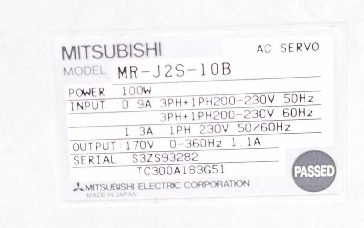Used LOT OF 3 SIEMENS MR-J2S-10B AC SERVO AMPLIFIERS, 400W