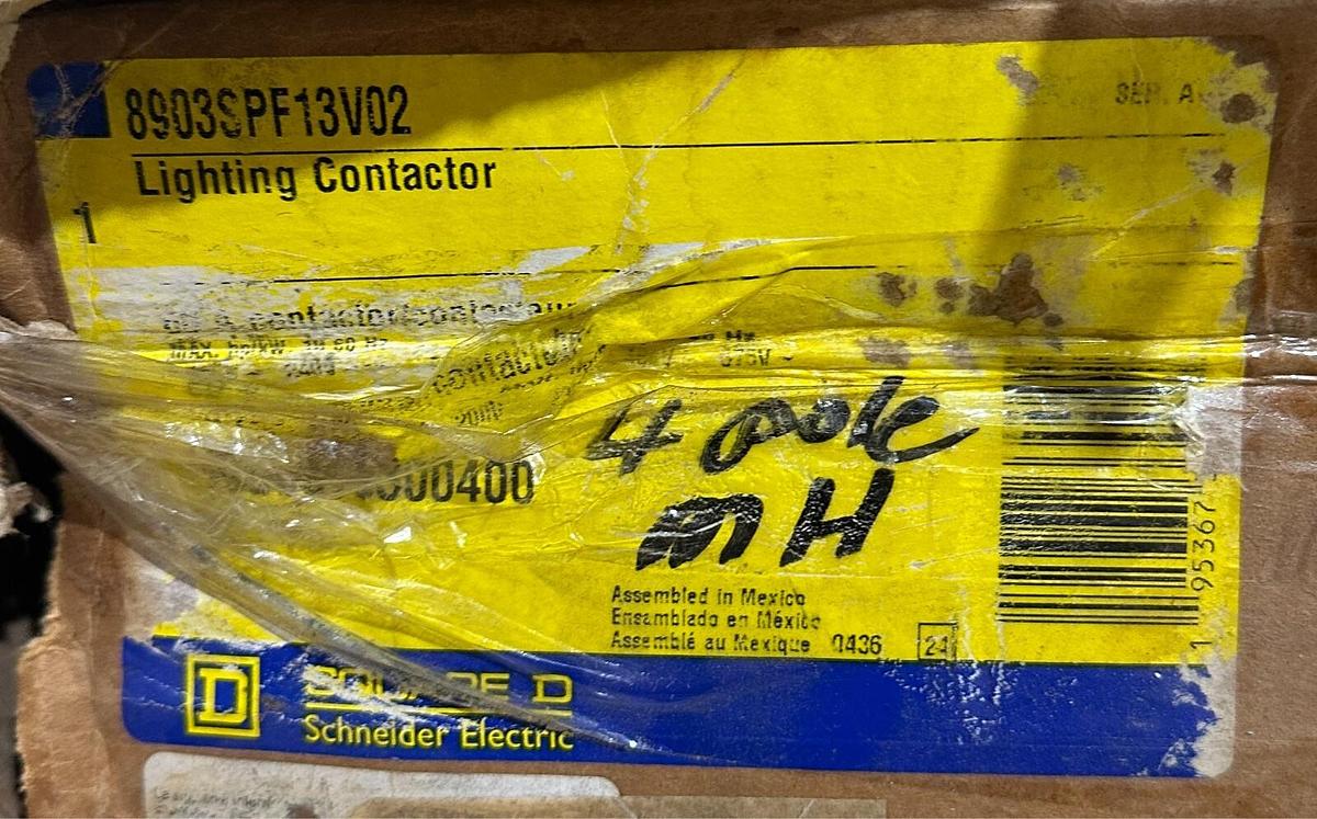 Used NEW SQUARE D 8903SPF13V02 LIGHTING CONTACTOR 60A TYPE S ENCLOSURE SER. A NSMP