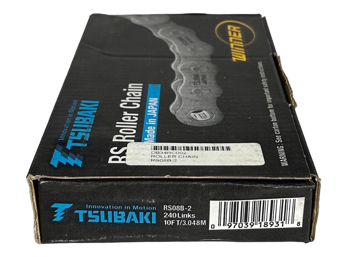 Used NEW TSUBAKI RS08B-2 / RS08B2 BS ROLLER CHAIN 240 LINKS 10FT/3.048M ISO606/DIN