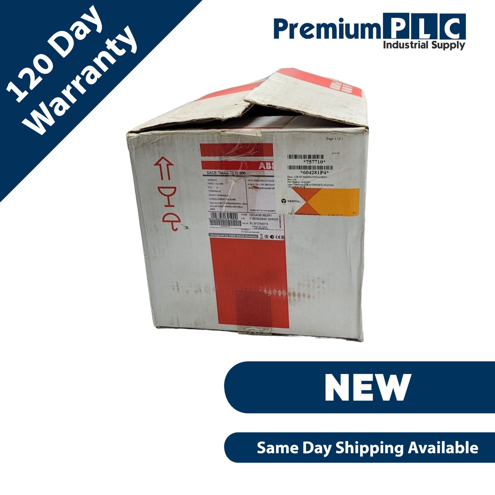 Used NEW IN BOX  ABB 1SDA061653R1 SACE TMAX T6N 800 CIRCUIT BREAKER 3-POLE 600A