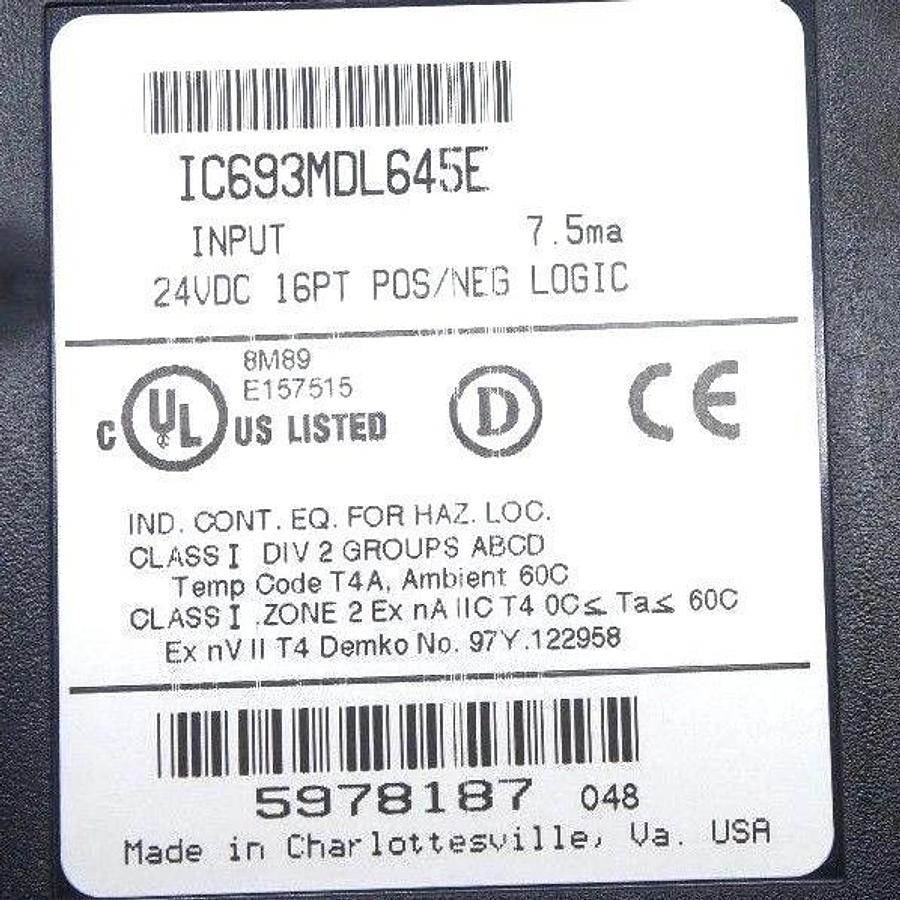 Used GE FANUC IC693MDL645E INPUT MODULE 16 PT POS/NEG, 24VDC