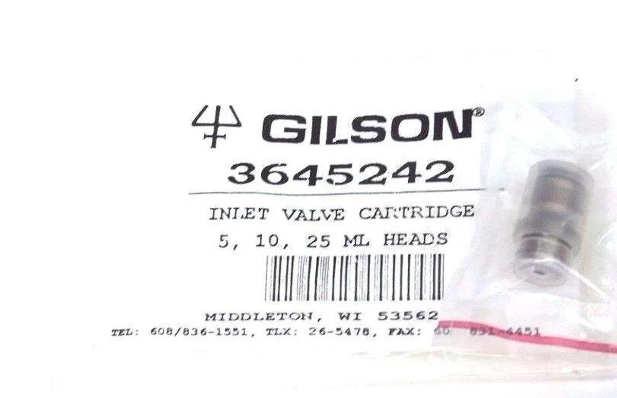 Used NEW GILSON 3645242 INLET VALVE CARTRIDGE 5, 10, 25 ML HEADS