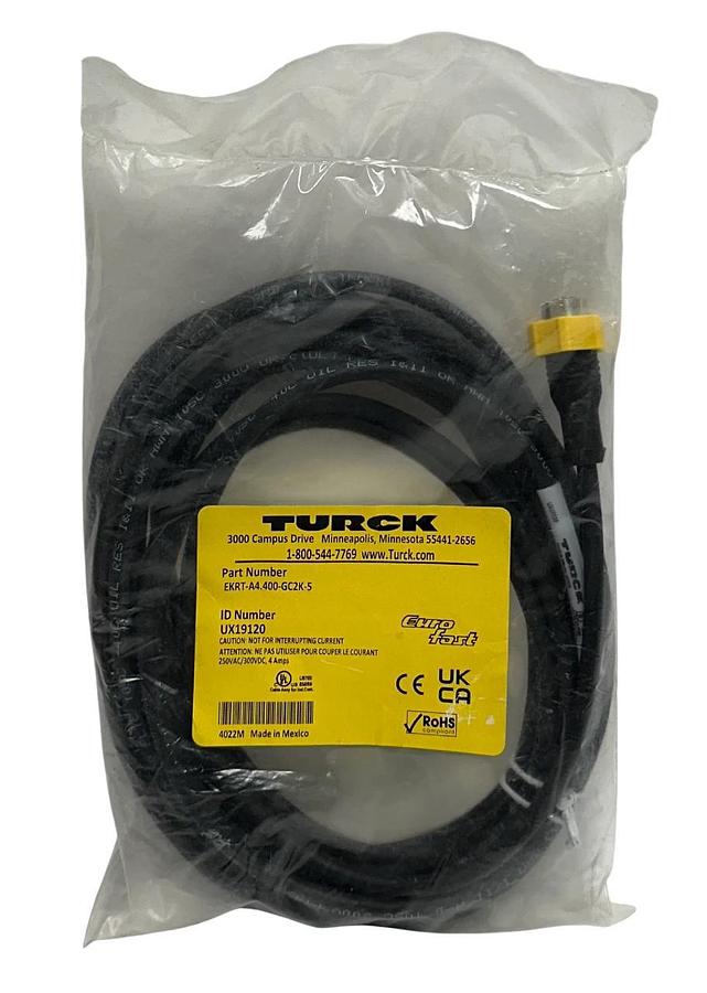 Used TURCK EKRT-A4.400-GC2K-5 / UX19120 EUROFAST CORDSET SINGLE-ENDED M12 NSFS