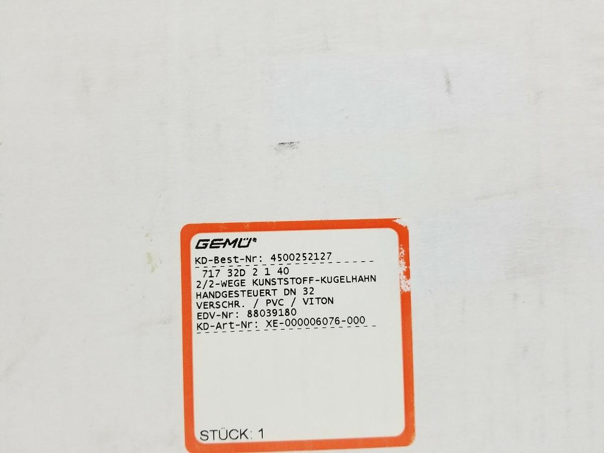 Used LOT OF 2 NEW GEMU 4500252127 VKD BALL VALVES 717-32D-2-1-40 DN32 (INCOMPLETE)