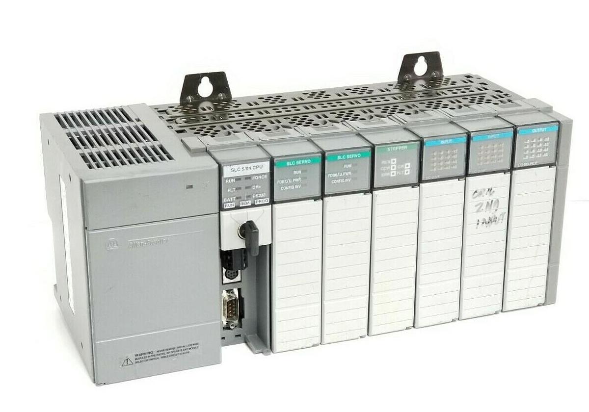 Used ALLEN BRADLEY 1746-A7 SER. B RACK W/ 1746-P2 , 1747-L542 , HSTP1 , HSRV , IB16