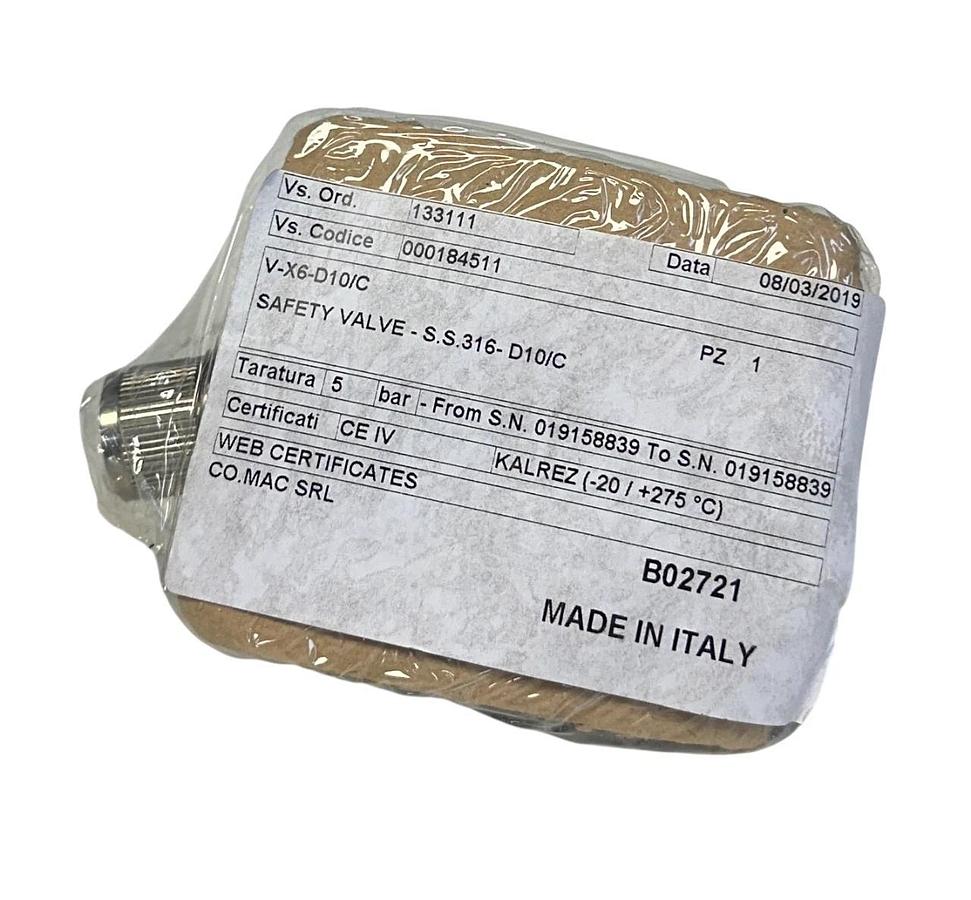 Used NUOVA GENERAL INSTRUMENTS V-X6-D10/C / VX6D10C PIPED SAFETY VALVE 316SS NSMP