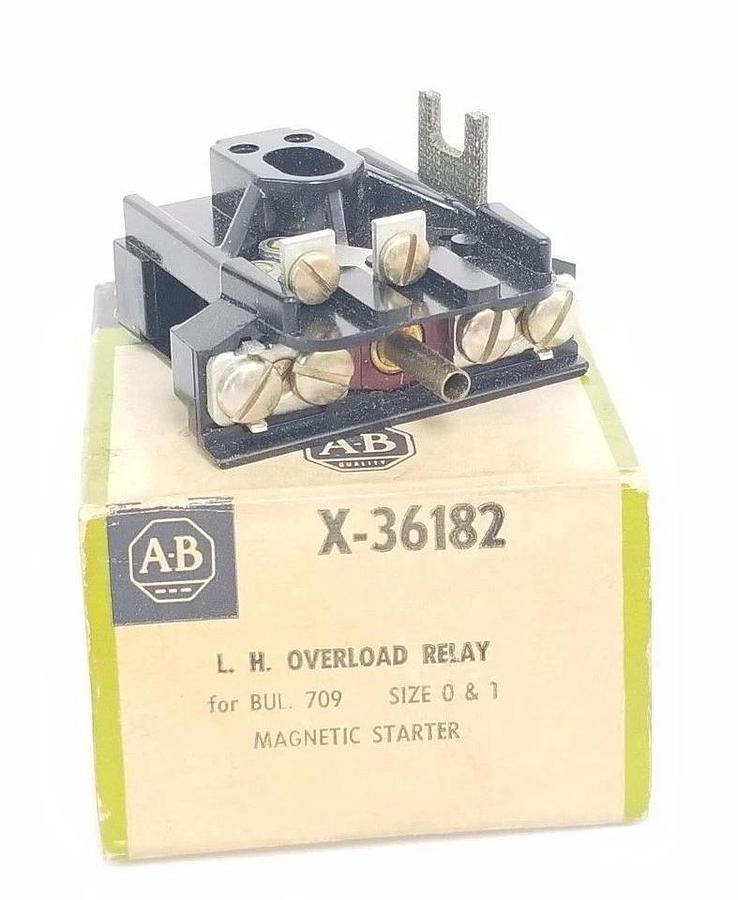 Used NIB ALLEN BRADLEY X-36182 L.H. OVERLOAD RELAY, X36182, SIZE 0 & 1