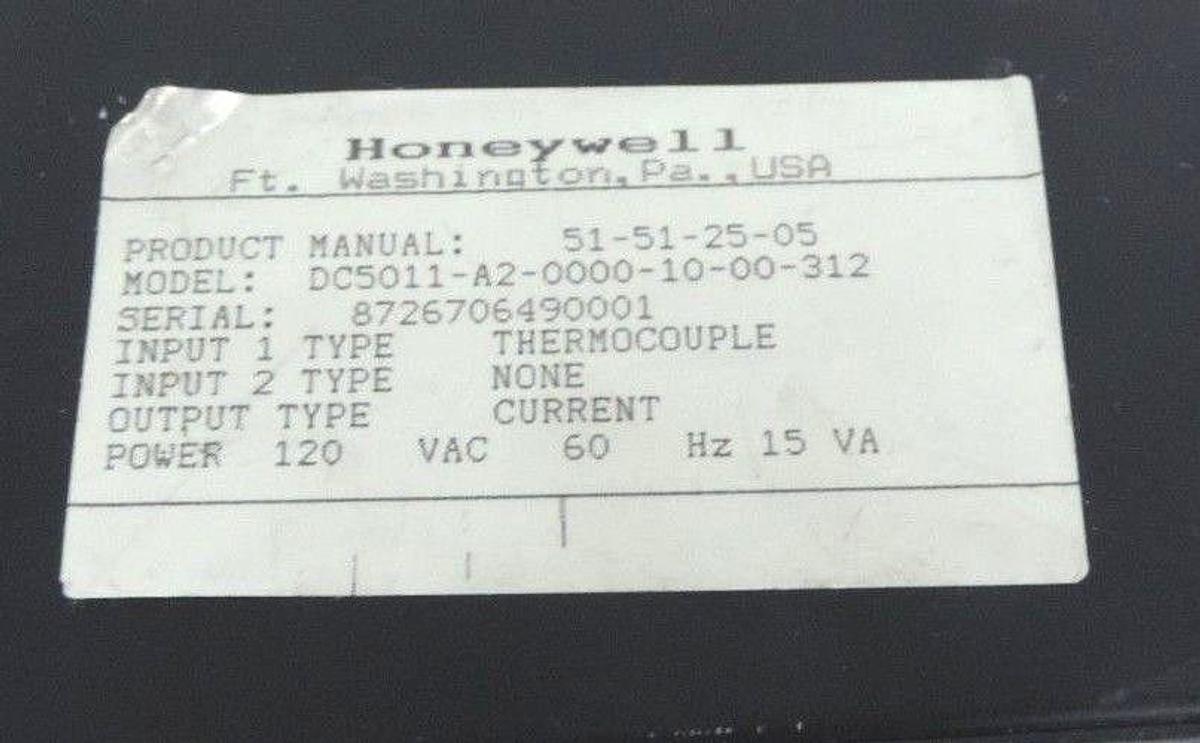 Used HONEYWELL DC5011-A2-0000-10-00-312 DIGITAL TEMP. CONTROLLER DC5011A200001000312