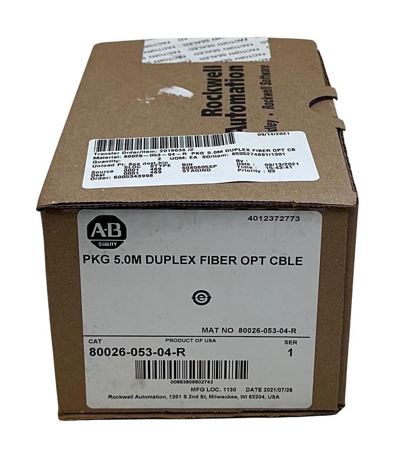 Used ALLEN BRADLEY 80026-053-04-R /1 PKG 5.0M Duplex Fiber Optic Cable OEM NSFS