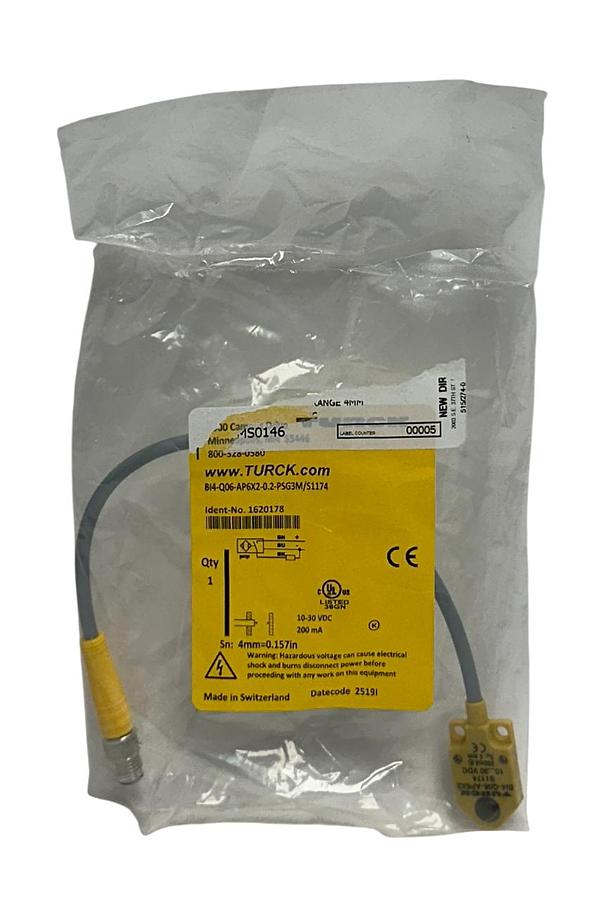 Used TURCK BI4-Q06-AP6X2-0.2-PSG3M/S1174 / 1620178 INDUCTIVE SENSOR 4mm 10-30VDC NSMP