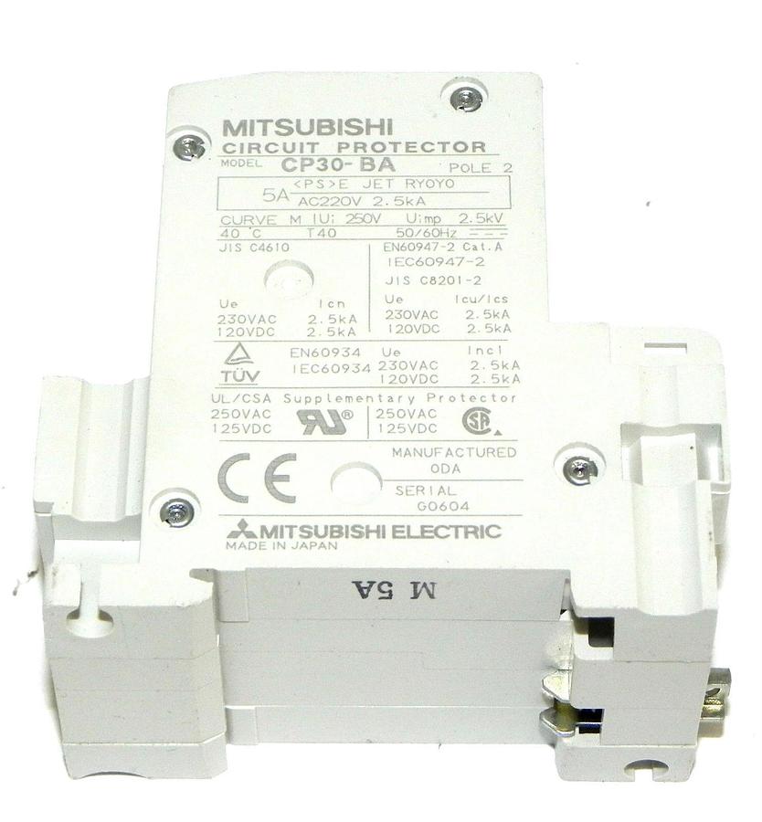 Used MITSUBISHI CP30-BA CIRCUIT PROTECTOR 5A, CP30-BA-5A, 2POLE, CP30BA5A