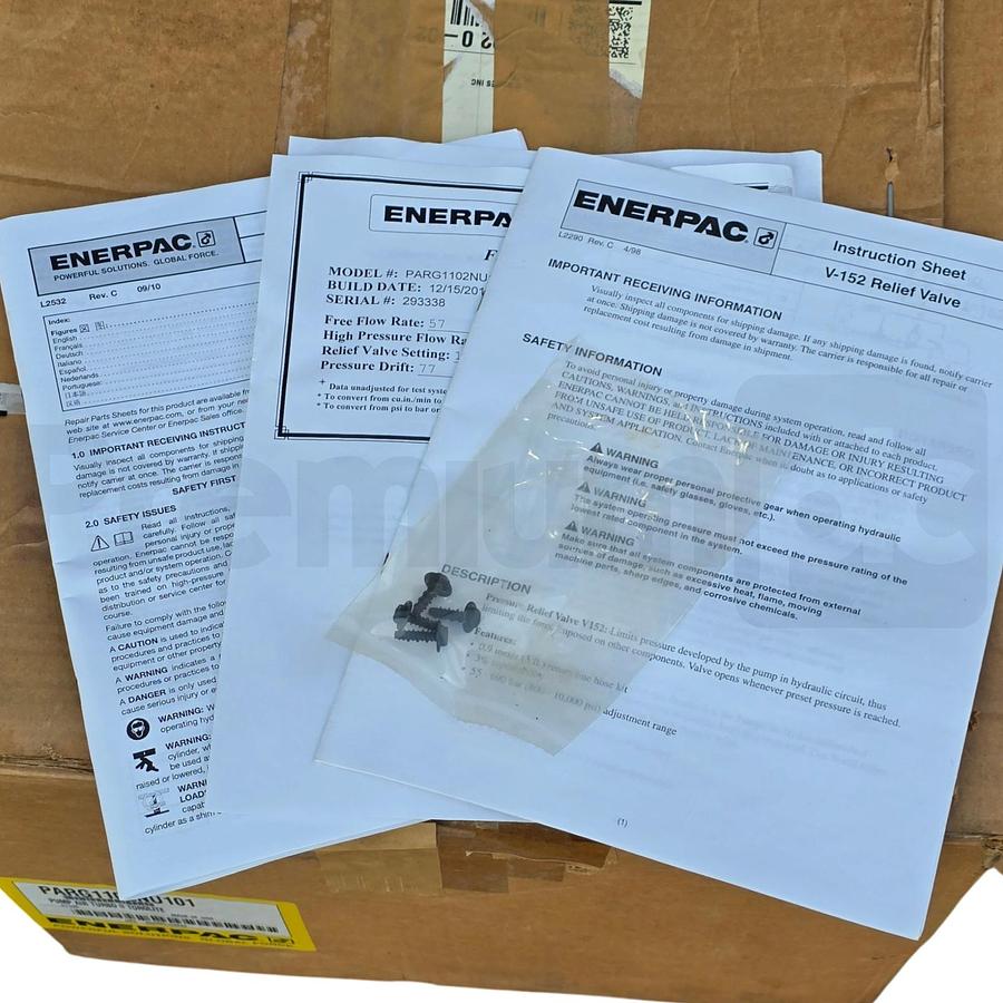 Used Enerpac PARG1102NU101 Turbo II Torqlite Air Hydraulic Pump PARG1102N w/Pendant