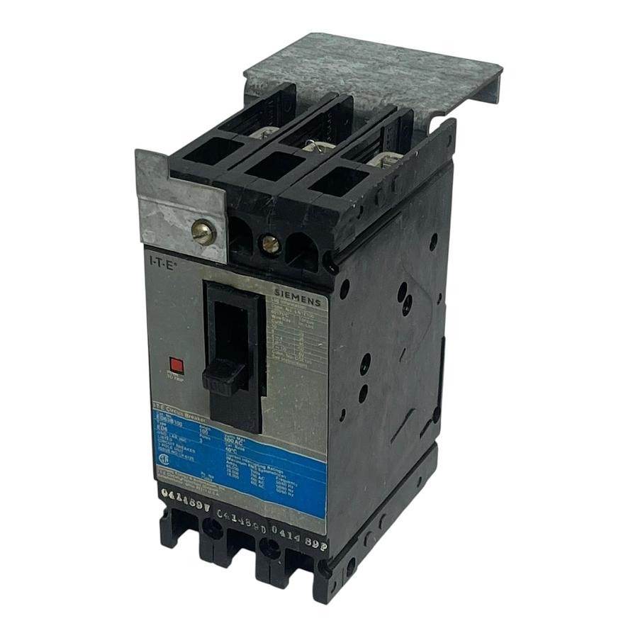 Used Siemens I-T-E ED63B100 Circuit Breaker 3 Pole 100A 600V ED6 w/ Bracket