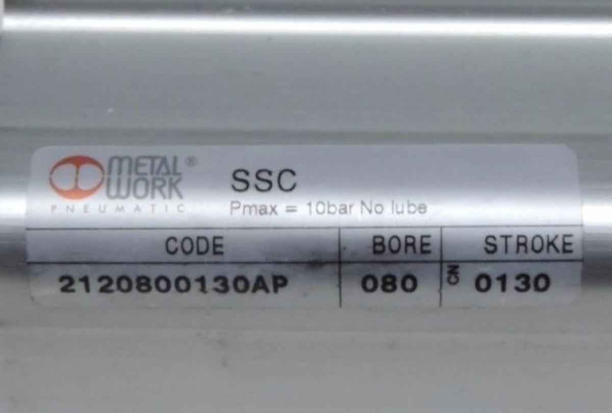 Used METAL WORK PNEUMATIC 2120800130AP CYLINDER 080 BORE 0130 STROKE