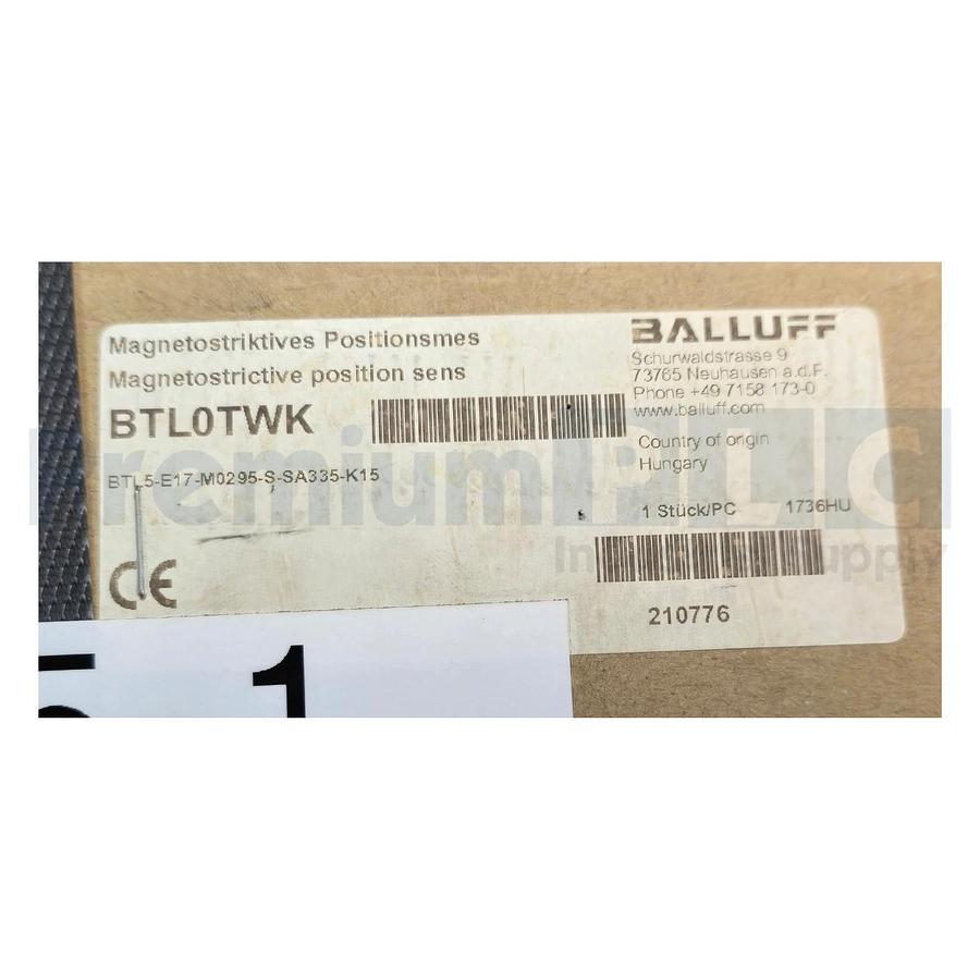 Used BALLUFF BTL5-E17-M0295-S-SA335-K15 LINEAR TRANSDUCER BTL0TWK KRONES 0902305110