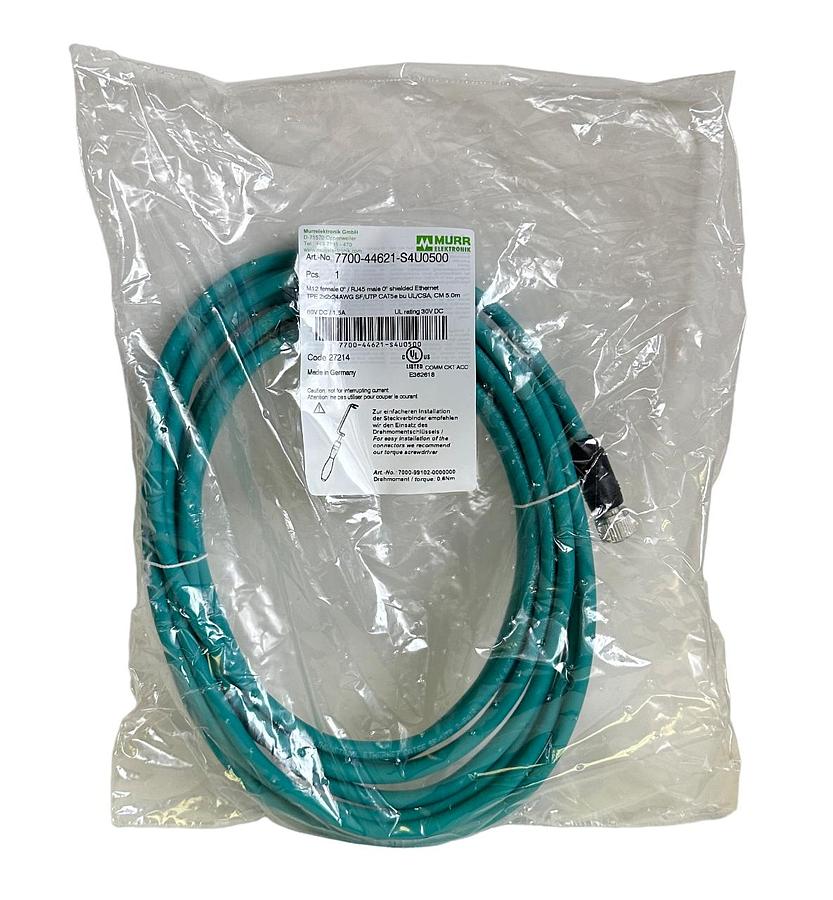 NEW MURR ELEKTRONIK 7700-44621-S4U0500 / 770044621S4U0500 M12 FEMALE RJ45 Enet