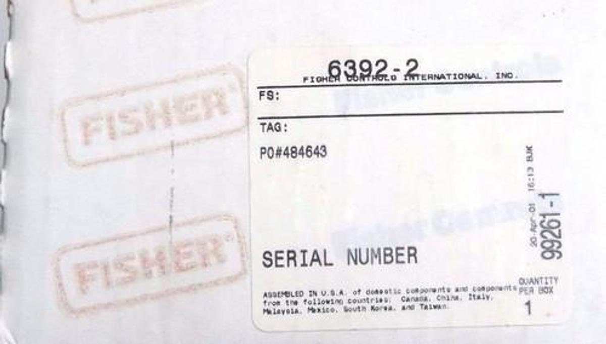 Used NIB FISHER CONTROLS 6392-2 CONTROL VALVE PSIG, 20-150 OUTPUT RANGE 6392.2 63922