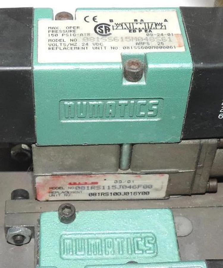 Used NUMATICS 081SS615M000048S61, 081SS615M048S61 SOLENOID VALVES W/ 081RS115J046F00