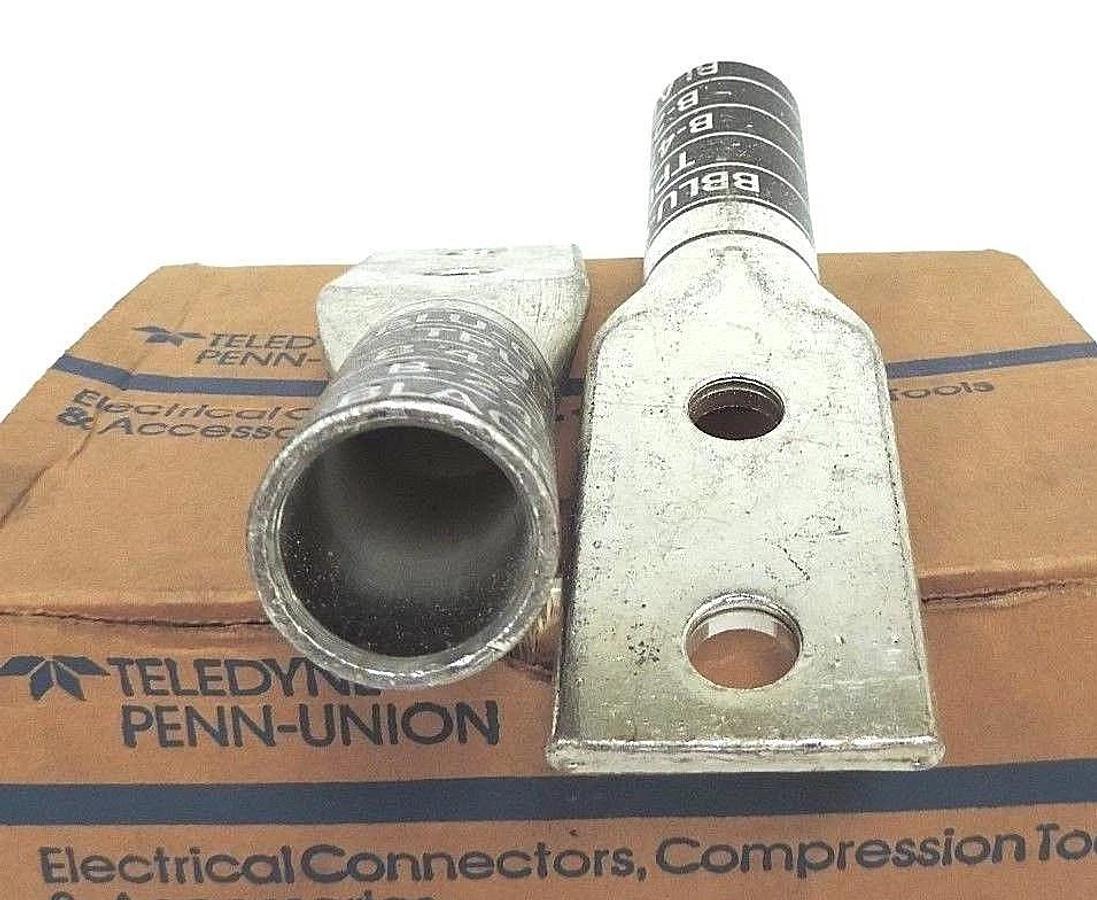Used BOX OF 2 NEW TELEDYNE PENN-UNION BBLU-075D COPPER CRIMPS BLACK 1/2", 750MCM