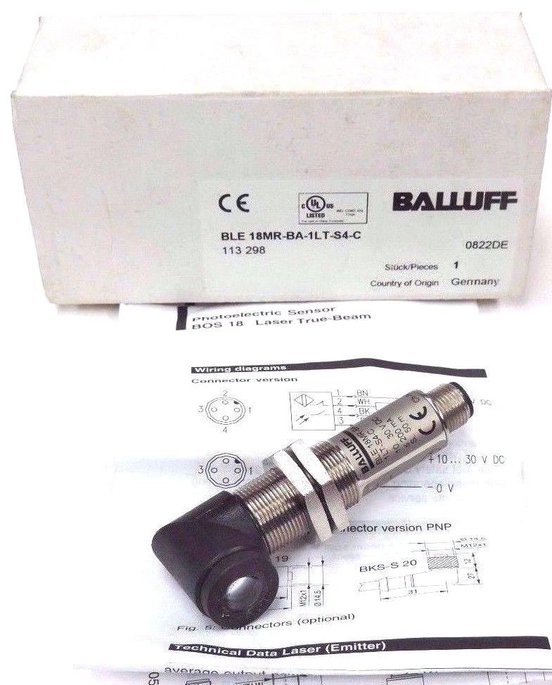 NIB BALLUFF BLE18MR-BA-1LT-S4-C THRU-BEAM PHOTOELECTRIC SENSOR BLE18MRBA1LTS4C