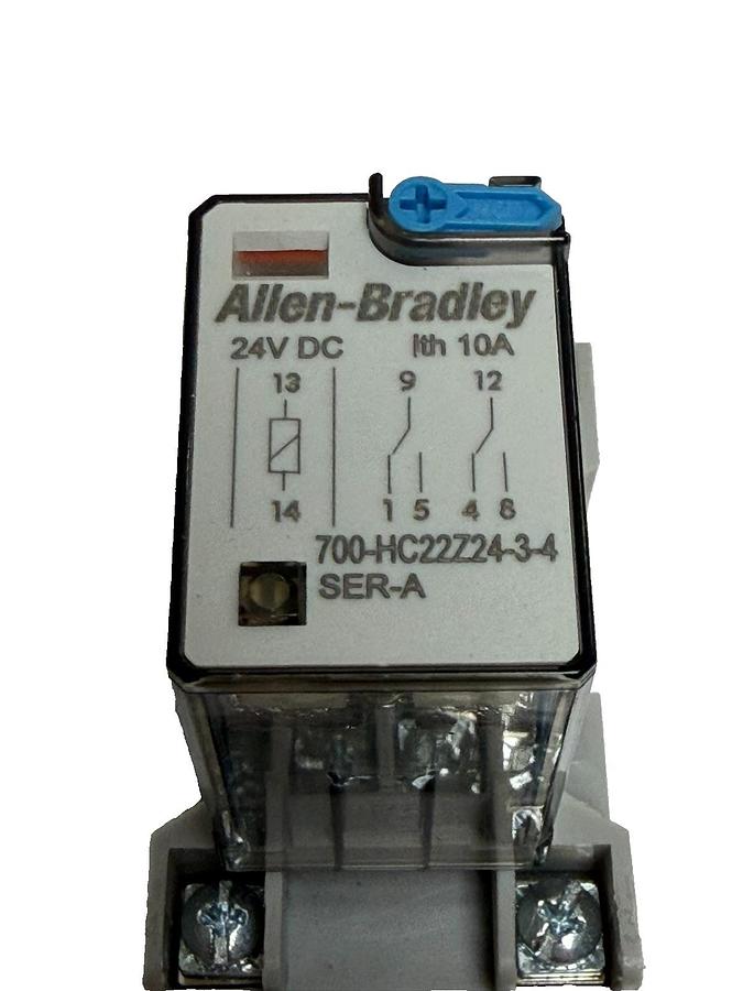 Used LOT OF 5 Allen Bradley 700-HC22Z24 Control Relay & 700-HN128 Socket 24VDC