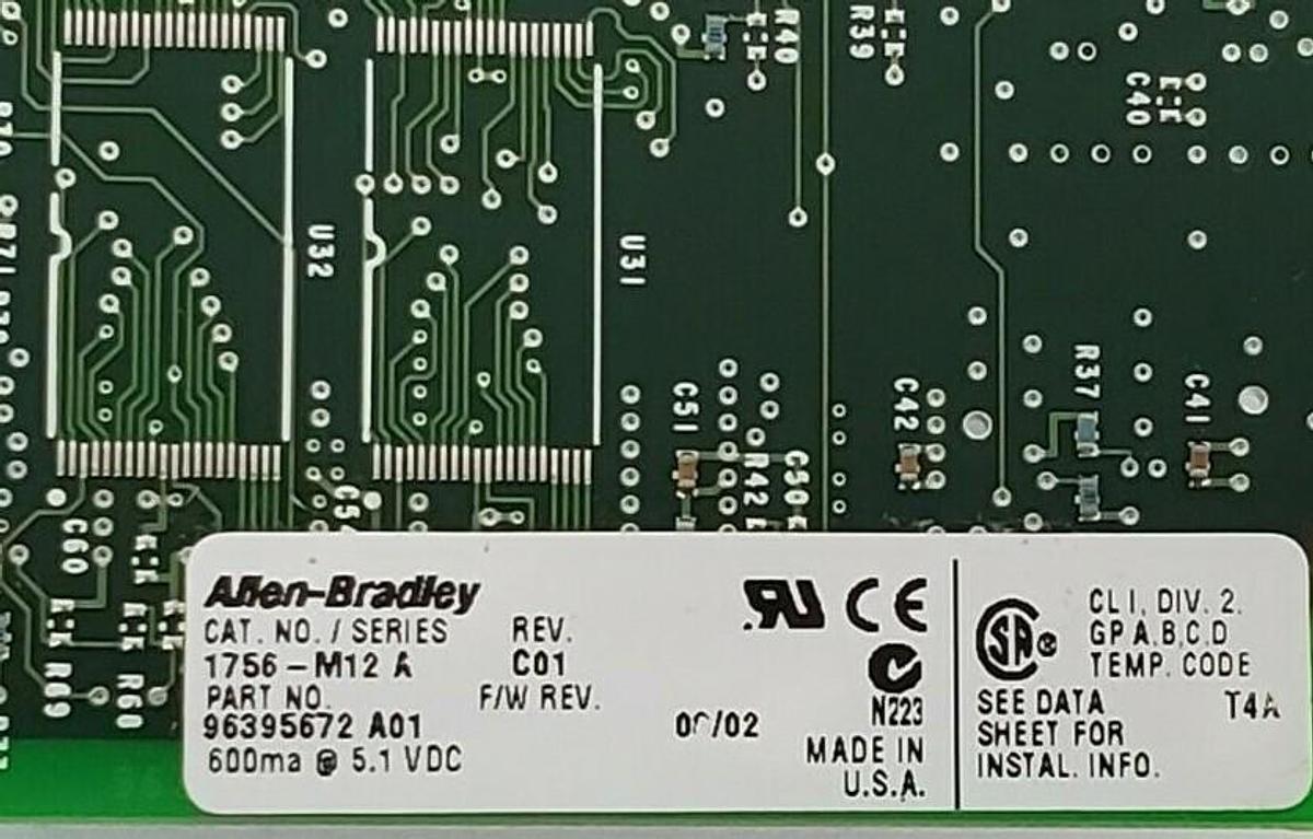 Used ALLEN BRADLEY 1756-M12 EXPANSION MEMORY MODULE REV. C01 96395672 A01